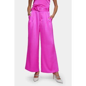 NWT Generation‎ Love Eloise Satin High Waist Wide Leg Pants Pink Gold Women 2